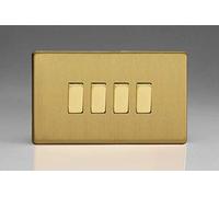 XDB9S Varilight Flat Plate Screwless Brushed Brass 4 Gang Light Switch Decorative Inserts