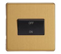 XDBFIBS Varilight Flat Plate Screwless Brushed Brass Fan Isolator Switch Black Insert