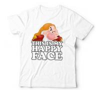 XDCERE This is My Happy Face Tshirt Unisex Funny Dwarf Grumpy Cartoon - White Tshirt WhiteLarge