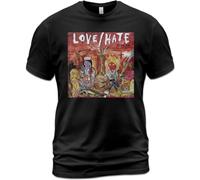 XDCERE Unisex Cotton T-Shirt Love Hate Blackout in The Red Room Jizzy Pearl BlackLarge