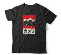XDCERE Vintage Japanese Camera Tshirt Unisex Analog Retro SLR Photographer BlackLarge