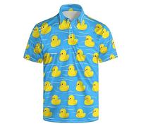 Xdceu Men’s Golf Polo Shirts - Hawaiian Print Golf Shirt for Men Quick-Dry Moisture Wicking Casual Breathable Polo Shirt, C Duck, XL