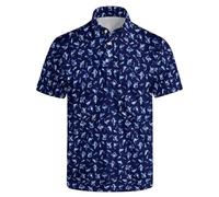 Xdceu Men’s Golf Polo Shirts - Hawaiian Print Golf Shirt for Men Quick-Dry Moisture Wicking Casual Breathable Polo Shirt, Navy Shark, XL