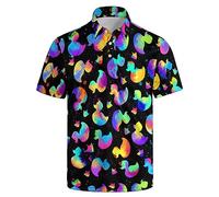 Xdceu Men’s Golf Polo Shirts - Hawaiian Print Golf Shirt for Men Quick-Dry Moisture Wicking Casual Breathable Polo Shirt, B Duck, XXL