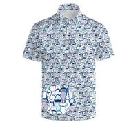 Xdceu Men’s Golf Polo Shirts - Hawaiian Print Golf Shirt for Men Quick-Dry Moisture Wicking Casual Breathable Polo Shirt, Shark Blue, XXL