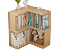 XDCXYD 1/2/3/4/5 Tier Corner Bookshelf Wood Floor Standing Bookcase Reinforced And Stable Storage Rack(60 * 60 * 66cm)