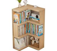 XDCXYD Corner Bookshelf 2/3/4/5 Tier Wood Floor Standing Bookcase Reinforced And Stable Storage Rack(60 * 60 * 98cm)