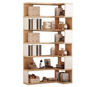 XDCXYD Corner Bookshelf Home Multiple Sizes Bookcase Floor Standing Bookshelf Storage Rack Reinforced And Stable Bookshelf(Wood+White,90 * 50 * 191cm)