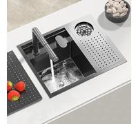 XDCXYD Hidden Bar Sink Island Tea Room Single-Bowl Vegetable Basin with Cup Washer for RV, Small Apartment