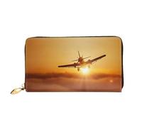 XDCYWBZDBC Aircraft Plane at Sunset Ladies Long Wallets Travel Wallets Credit Card Holders Large-Capacity Zipper Wallets Business Card Holders Fashion Notecase