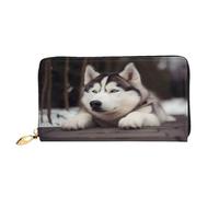 XDCYWBZDBC Cute Husky Dog Leather Long Zipper Hand Purse Large Capacities Women's Wallet with Multiple Pockets Multifunctional Wallet Fit Credit Card, Cash, Coin