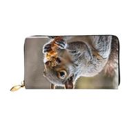 XDCYWBZDBC Cute Squirrel Leather Long Zipper Hand Purse Large Capacities Women's Wallet with Multiple Pockets Multifunctional Wallet Fit Credit Card, Cash, Coin