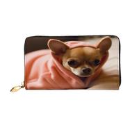 XDCYWBZDBC Depressed Chihuahua Leather Long Zipper Hand Purse Large Capacities Women's Wallet with Multiple Pockets Multifunctional Wallet Fit Credit Card, Cash, Coin
