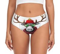 XDCYWBZDBC Funny Christmas Moose Ladies Briefs Nonskid Underwear Hipster Underwear High Elastic Soft Classic Underwear Suitable For Adult Ladies To Wear All Year Round. Black