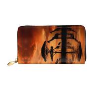 XDCYWBZDBC Giraffe Under The Tree in Africa Leather Long Zipper Hand Purse Large Capacities Women's Wallet with Multiple Pockets Multifunctional Wallet Fit Credit Card, Cash, Coin