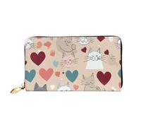 XDCYWBZDBC Happy Walking Kitty Leather Long Zipper Hand Purse Large Capacities Women's Wallet with Multiple Pockets Multifunctional Wallet Fit Credit Card, Cash, Coin