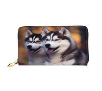 XDCYWBZDBC Husky Dog Leather Long Zipper Hand Purse Large Capacities Women's Wallet with Multiple Pockets Multifunctional Wallet Fit Credit Card, Cash, Coin