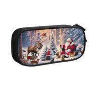 Xdcywbzdbc Layer Pencil Case Santa and His Partner Print Pencil Pouch Spacious and Organized Storage Big Storage Bag with Compartments Stylish and Functional Design