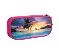Xdcywbzdbc Layer Pencil Case Sunrise Tropical Palm Tree Island Print Pencil Pouch Spacious and Organized Storage Big Storage Bag with Compartments Stylish and Functional Design