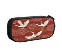 Xdcywbzdbc Layer Pencil Case Two Cranes Chrysanthemums Print Pencil Pouch Spacious and Organized Storage Big Storage Bag with Compartments Stylish and Functional Design