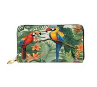 XDCYWBZDBC Macaw and Toucan Perching of Rainforests Ladies Long Wallets Travel Wallets Credit Card Holders Large-Capacity Zipper Wallets Business Card Holders Fashion Notecase