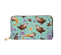 XDCYWBZDBC Otters Leather Long Zipper Hand Purse Large Capacities Women's Wallet with Multiple Pockets Multifunctional Wallet Fit Credit Card, Cash, Coin