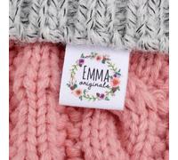 XDE Custom Sewing Labels Personalized Sew on,Clothing Tags,Sewing Labels,Custom Name Design Handmade Business Text Logo Personalized Soft Satin Ribbon Fabric Label (Beige,50P)