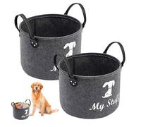 XdealCozyxc 2 Pcs Dog Toy Basket Box. Personalised Felt Toy Boxes Storage with Handles Collapsible for Organizing Pet Cat Clothing and Toys