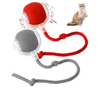 XdealCozyxc 2 Pcs Electric Cat Rolling Ball Interactive Dog Toy, Automatic Smart Interactive Pet Toys Ball (Red and Gray)