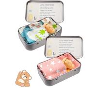 XdealCozyxc 2 Pcs My Little Worry Bear in a Box, Small Teddy Bears in a Tin Box, Mini Pocket Bear for Friend
