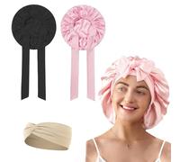 XdealCozyxc 2 Pcs Silk Bonnet for Sleeping, Adjustable Satin Hair Protection for Women - Multicolour