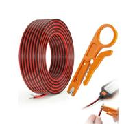 XdealCozyxc 20m 22AWG Wire, 2 Core Wire Black Red Flexible Tinned Copper Extension for Led Strip Lights Car Diy Electronics Bell 12v Cable