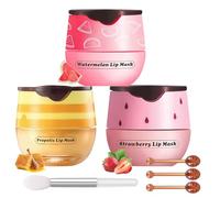 XdealCozyxc 3PCS UK Bee balm Lip Balm, Honey Strawberry Watermelon Lip Mask, Moisturizing & Hydrate Repair Prevent Dry Cracked Lip Care