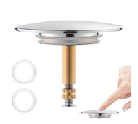XdealCozyxc 72mm Pop up Bath Plug Replacement with 2 Pcs Sink Plug Rubber Seal, 9mm Pole Silver Adjustable Bath Tub Plug