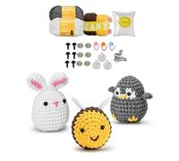 XdealCozyxc Crochet Kit for Beginners, Crochet Animals Kits for Beginners Adults with Penguin Bee Bunny Step by Step Video Tutorials