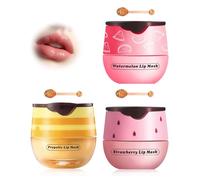 XdealCozyxc Honey Strawberry Watermelon lip balm Set, Bee Balm Lip Mask Moisturizing Care, Lighten Dark Lip Color Reduce Lip Lines