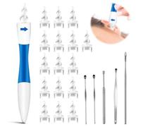 XdealCozyxc UK Earwax Remover Tool, Ear Wax Cleaner, Silicone Safe Soft Ear Cleaners with 16 PCS Replacement Tips for Adult & Kids