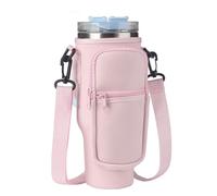 XdealCozyxc Water Cup Bag Holder for Stanley, Adjustable Shoulder Strap Cup Carrier for Hiking Camping (Pink)