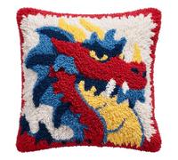XDEGHUANGSS Animal Dragon Latch Hook Pillow Kit 43x43cm,DIY Printed Cushion Cover for Adult Beginners,Easy Crochet Yarn Embroidery Craft Set,Latch Hook Throw Pillowcase Home Decor