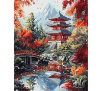 XDEGHUANGSS Chinese Style Cross Stitch Kits,Classical Garden Stamped Stitch Kit with Pattern,Embroidery Kit for Craft Lover,40x50 cm