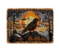 XDEGHUANGSS Complete Latch Hook Kit for Beginners & Adults,Moonlit Forest Crows,DIY Rug Making Set with Yarn,Canvas & Tool,Bedroom Carpet & Wall Hanging,Creative Craft Gift-90x120cm