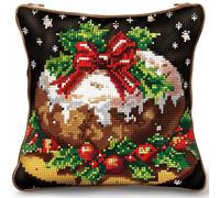 XDEGHUANGSS Complete Latch Hook Kit for Cushion,All-Inclusive DIY Embroidery Kit with Tool,17x17 in Plush Sofa Cushion Cover for Home Decor,Beginner Friendly Craft for Adults Kids(Christmas Cake)