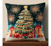 XDEGHUANGSS Creative Kids' Christmas Latch Hook DIY Cushion Kit,Fun Embroidery Crafts for Beginners,Acrylic Yarn Handmade Crochet Set with Needle,Cozy Bedroom Home Decor 43x43cm - 7
