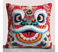 XDEGHUANGSS Creative Kids' Christmas Latch Hook DIY Cushion Kit,Fun Embroidery Crafts for Beginners,Acrylic Yarn Handmade Crochet Set with Needle,Cozy Bedroom Home Decor 43x43cm - 10