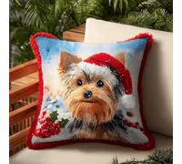 XDEGHUANGSS Creative Kids' Christmas Latch Hook DIY Cushion Kit,Fun Embroidery Crafts for Beginners,Acrylic Yarn Handmade Crochet Set with Needle,Cozy Bedroom Home Decor 43x43cm - 5
