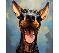 XDEGHUANGSS Cross Stitch Kit,Doberman Pinscher,Includes Pre-Printed Canvas,Threads,Needles,Perfect for Decor & Gifts,DIY Embroidery Set for Beginners & Enthusiasts,16x20 inch