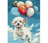 XDEGHUANGSS DIY Cross Stitch Kit Stamped 11CT,Balloon Puppy,Beginner Friendly Embroidery Needlepoint Set with Pre-Printed Canvas,Arts & Crafts for Adults Home Décor 40x50cm