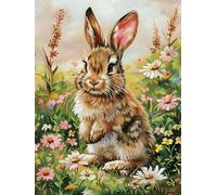 XDEGHUANGSS DIY Cross Stitch Kit Stamped 11CT,Cute Rabbit,Beginner Friendly Embroidery Needlepoint Set with Pre-Printed Canvas,Arts & Crafts for Adults Home Décor 40x50cm
