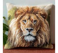 XDEGHUANGSS DIY Cushion Craft Kit,Latch Hook Set with Soft Yarn,Hook Tool & 43x43cm Canvas,Add a Touch of Handmade Charm to Your Sofa or Bedroom,African Lion