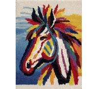 XDEGHUANGSS DIY Latch Hook Rug Kit American Native Colorful Backgorund Indian H Easy for Beginners Crochet Yarn Hook and Latch Tapestry Mat Cushion Craft Set for Home Decor 38x52cm